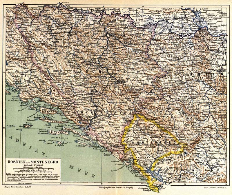 Landkarte Bosnien 1885